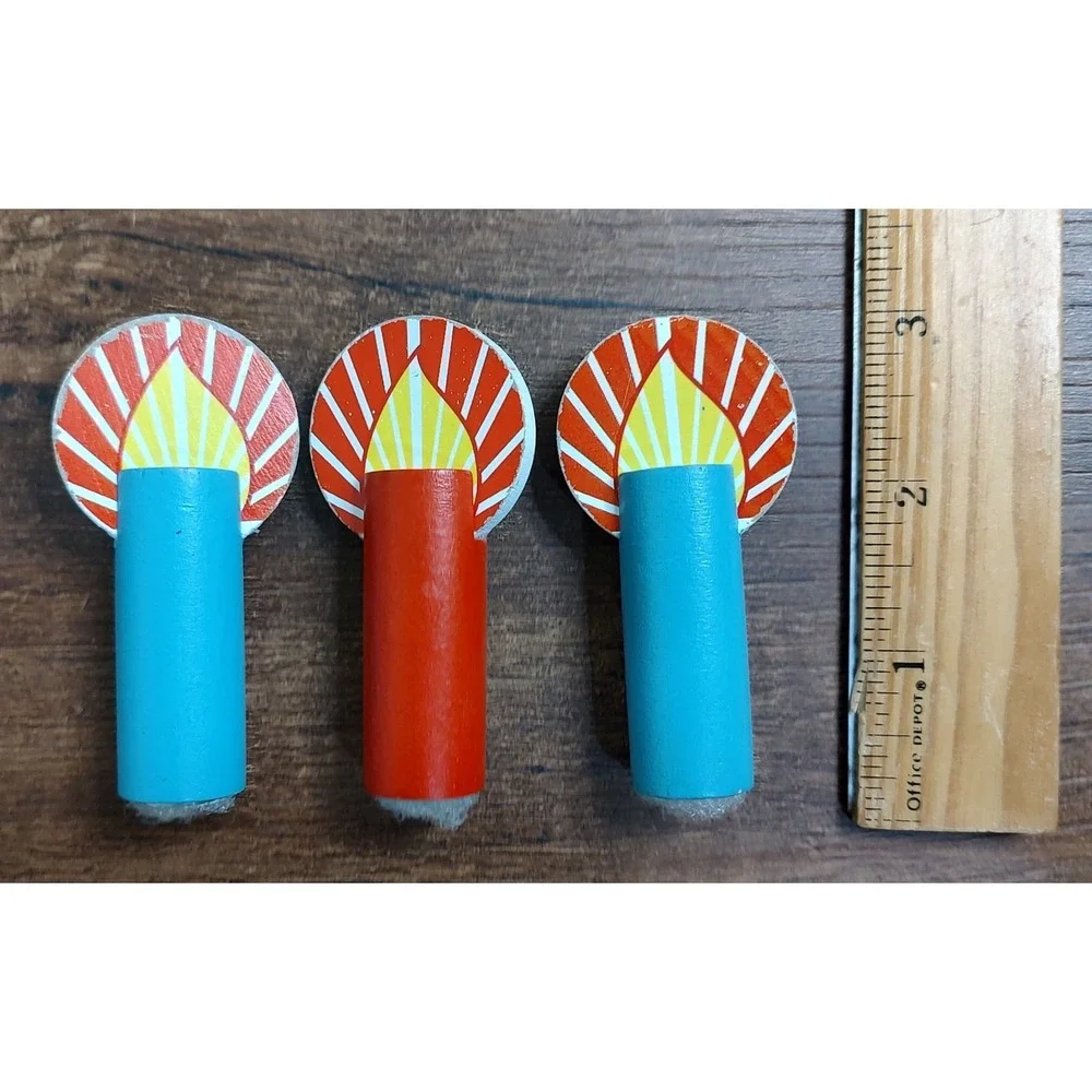 Melissa & Doug Birthday Cake Wooden Toy Replacement Candles Lot 3 Red Blue B17